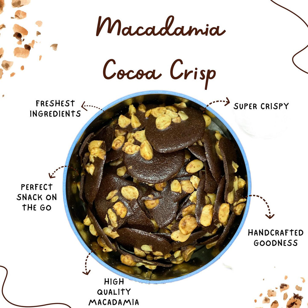 Jenny Cookies Macadamia Cocoa Crispy Cookies 255g - Crunchy Chocolate Macadamia Snack