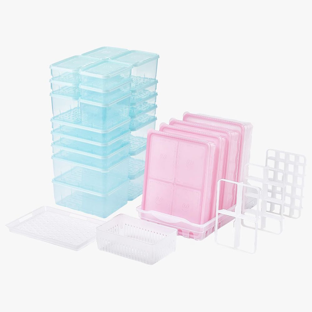 냉동 보관 용기, 뚜껑이 있는 다양한 용기, 밸류팩 29개, BPA 프리