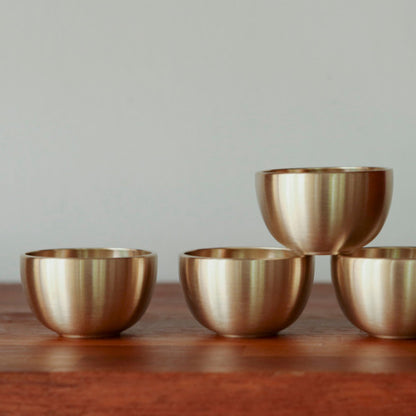 NOTDAM Moon Bangjja Yugi Soju Shot Glasses – Handcrafted Korean Bronze Cups, Set of 2