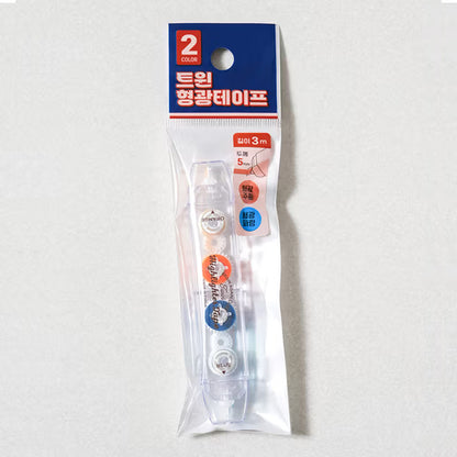 컬러 트윈 형광펜 테이프 - 노트, 저널용 5mm x 3m 더블 네온 데코 테이프