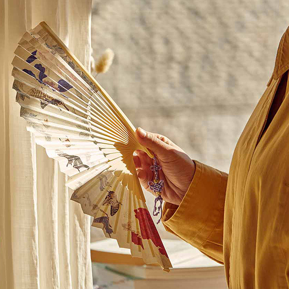 Korean Traditional Folding Handheld Fan-Hwajeopdo Flowers and Butterflies -The national museum of Korea Souvenir