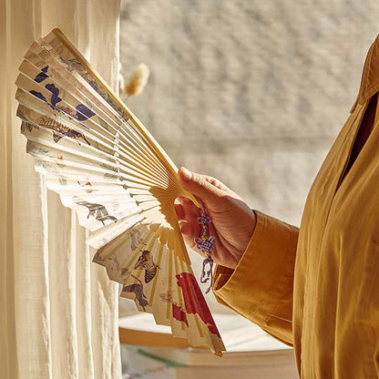 Korean Traditional Folding Handheld Fan-Hwajeopdo Flowers and Butterflies -The national museum of Korea Souvenir