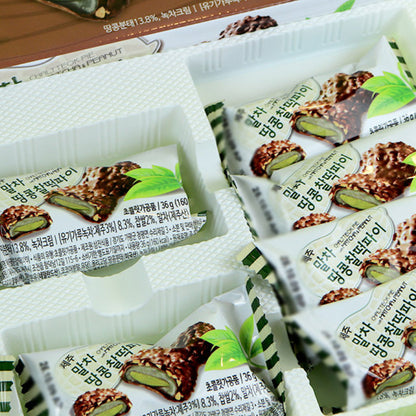 Jeju Peanut Matcha Chocolate Mochi Pie - Korean Rice Cake Snack