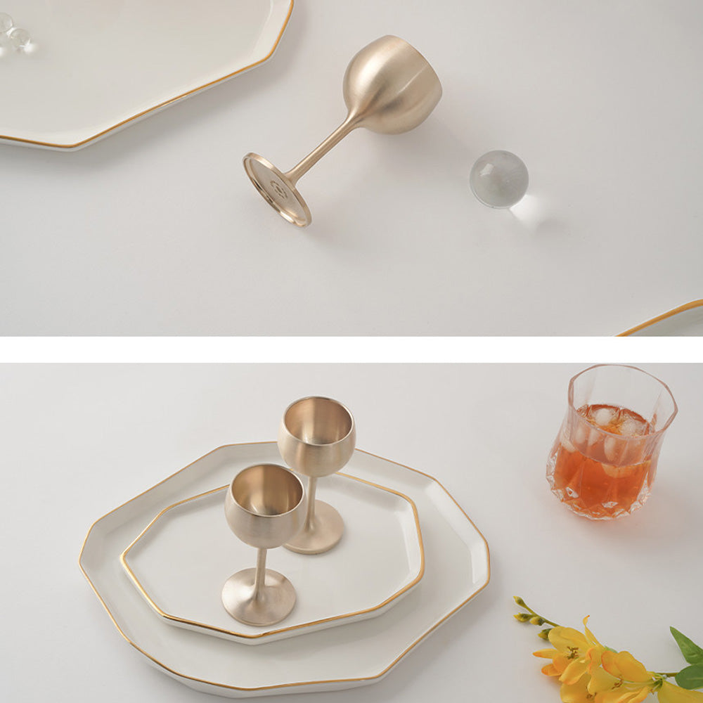 Authentic Korean Bangjja Yugi Whiskey Goblet Set (2P) - Handcrafted Brassware