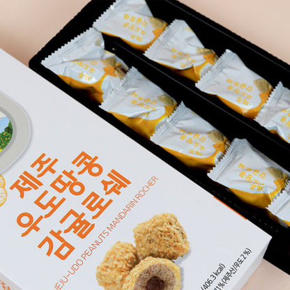 Jeju Udo Peanut Chocolate, Tangerine Rocher Variety Pack - Korean Jeju Island Snack Gift Set