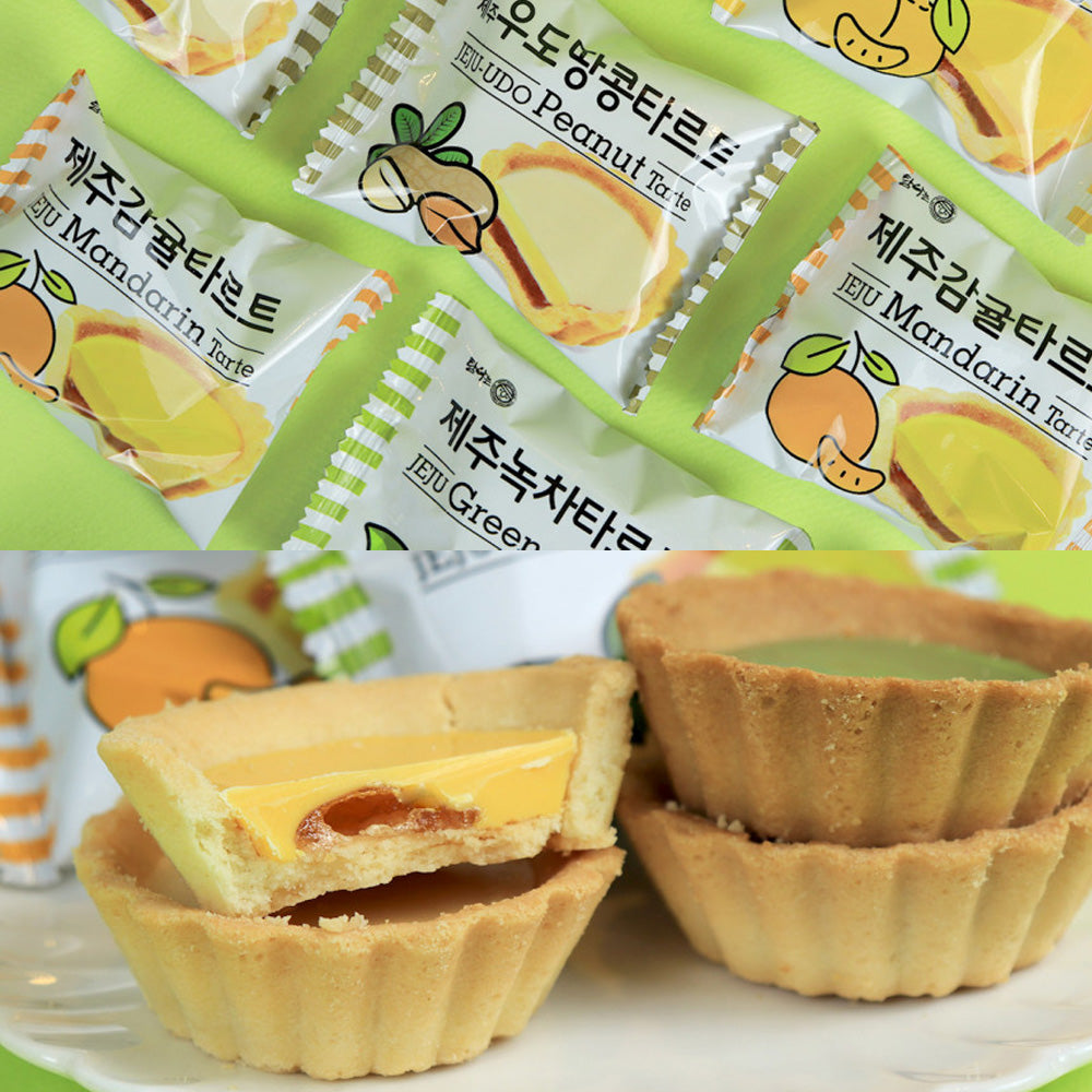 Korean Snack Jeju Tarts Gift Set - Assorted Flavors Tangerine, Hallabong, Green Tea, Udo Peanut