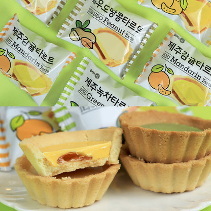Korean Snack Jeju Tarts Gift Set - Assorted Flavors Tangerine, Hallabong, Green Tea, Udo Peanut