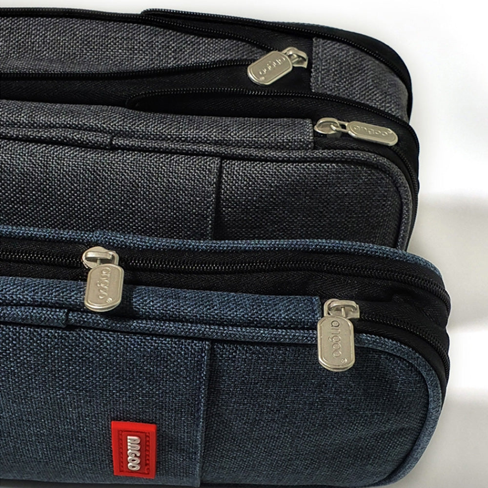 Korean Pencil Case, Expandable Large Capacity Denim Canvas Pen Pouch for School Supplies