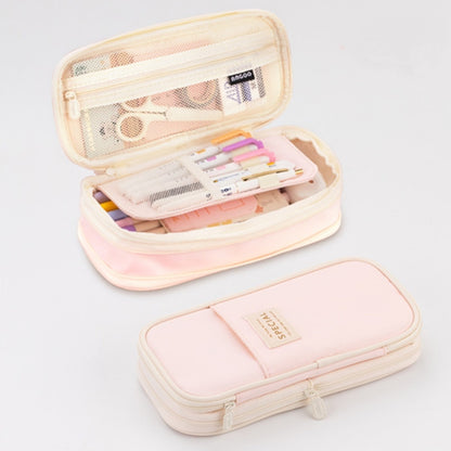 Korean Pencil Case, Expandable Large Capacity Canvas Pen Pouch for School Supplies