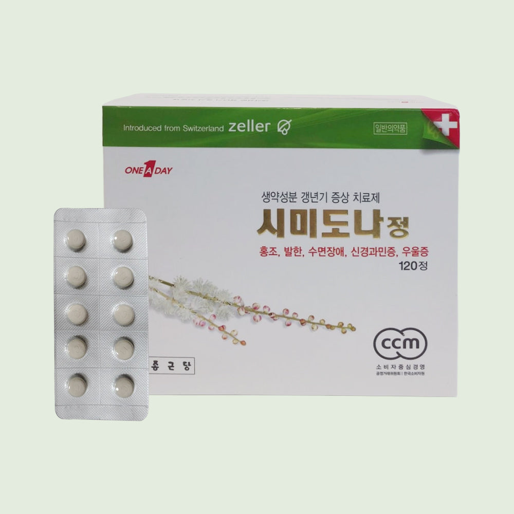 Menopause Relief Tablets with Black Cohosh box and blister pack