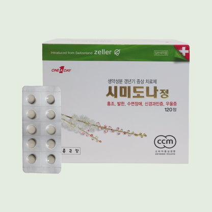 Menopause Relief Tablets with Black Cohosh box and blister pack
