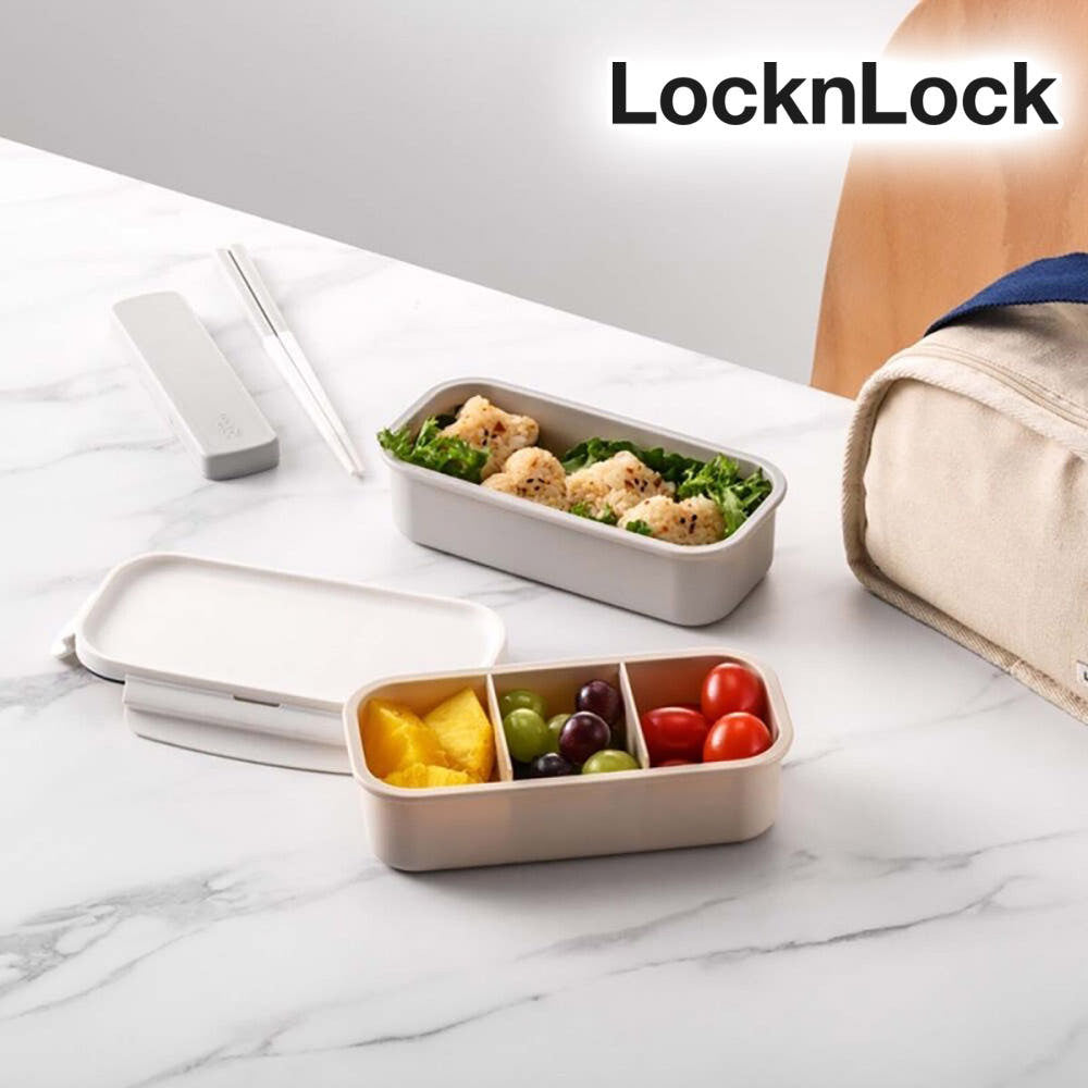 Open LocknLock containers with food and BPA FREE label visible