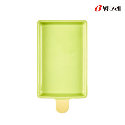 Top view of Binggrae Melona popsicle-shaped green ceramic plate