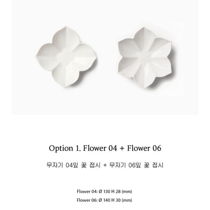 MUJAGI Korean Ceramic Dinnerware Flower Side Dish Plates Set
