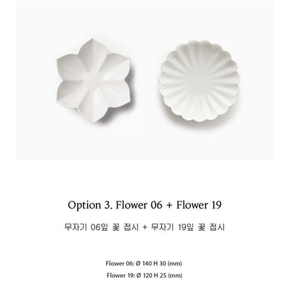 MUJAGI Korean Ceramic Dinnerware Flower Side Dish Plates Set