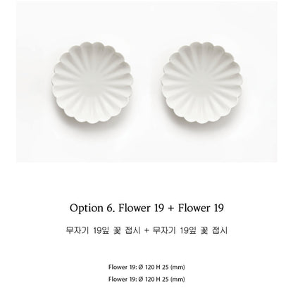 MUJAGI Korean Ceramic Dinnerware Flower Side Dish Plates Set